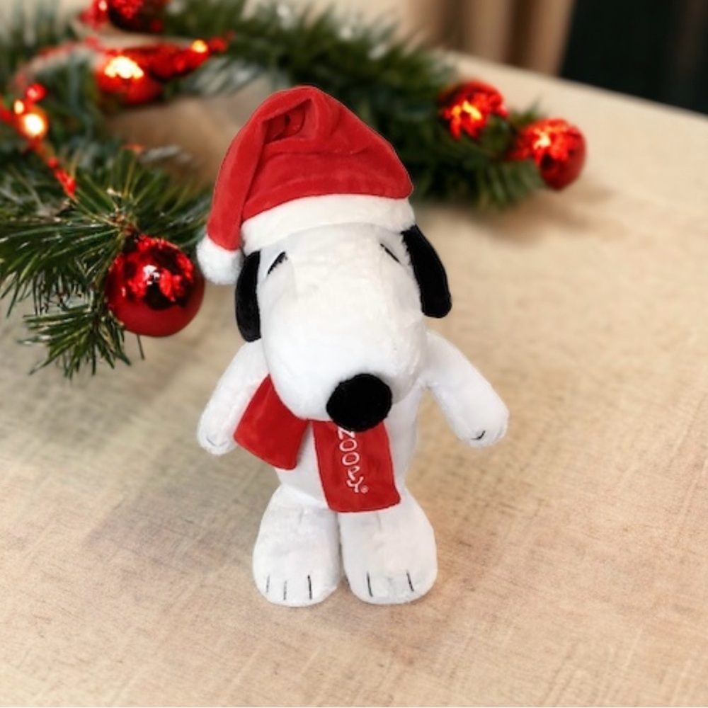 Peanuts Snoopy Plush with Festive Red Hat and Scarf